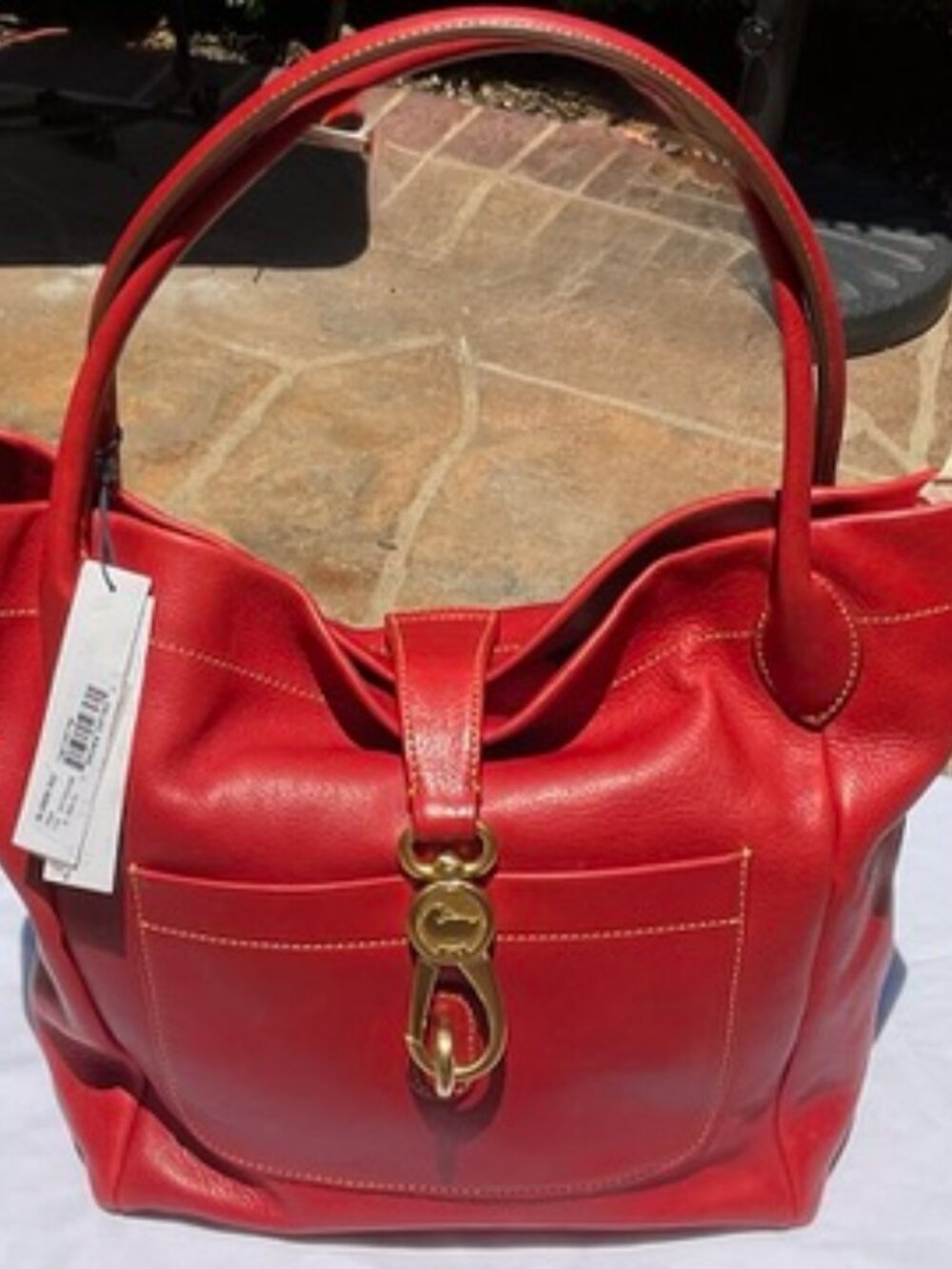 Dooney and Bourke- Red Florentine Leather Hobo Lock Bag *NWT